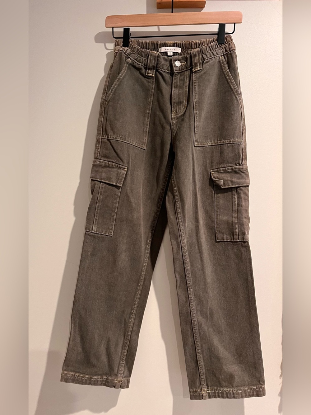 PacSun XSmall Women’s High Waist Green Cargo Straight Leg Pants 90’s Utility